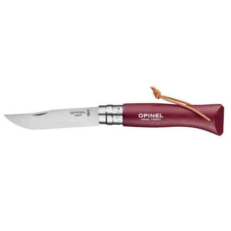 couteau-opinel-baroudeur-n8-lien-cuir-grenat